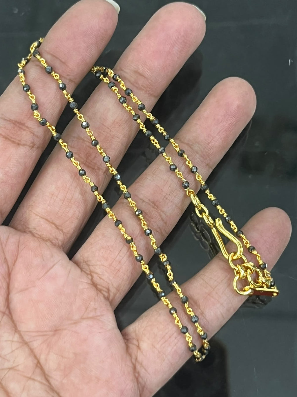 CF071 SILVER black beads