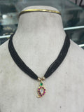 CF026 Kundan black beads
